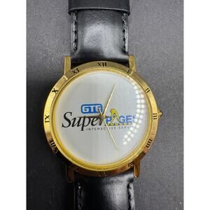 Vintage GTE General Telephone Electronics Super Pages Wrist Watch Black Band